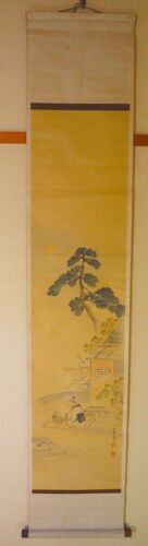 Obraz na rolce oryginalny tradycyjny kakejiku z Japonii 174cm x 38cm stary 0601B12G - Zdjęcie 1 z 12