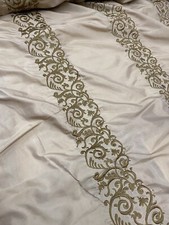 FAUX SILK EMBROIDERED DRAPERY UPHOLSTERY Gold By The Yd