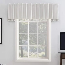 Window curtain valance pearl off white beaded 50"W x 17"L back tab