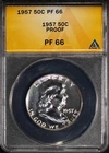 1957 50c Silver Franklin Half-dollar PF 66 ANACS # 6184106 + Bonus
