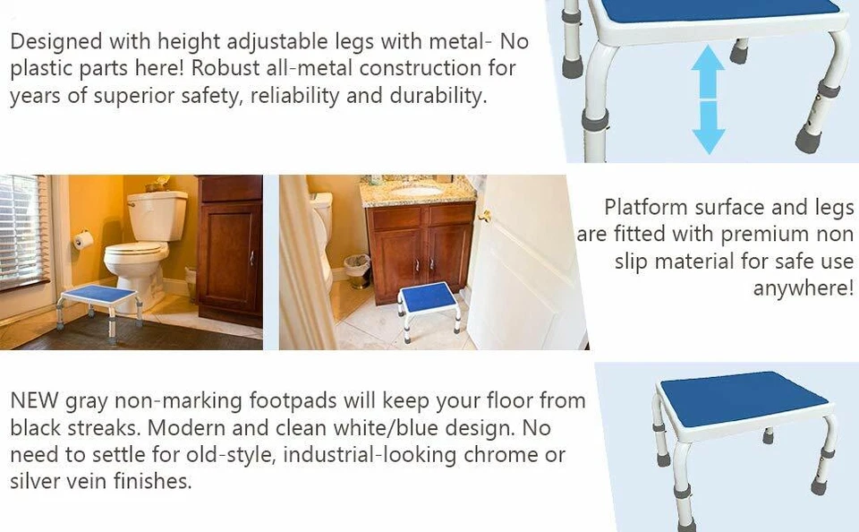 AdjustaStep Height Adjustable Step Stool All Steel Construction Anti-Slip Base - Image 3 of 4