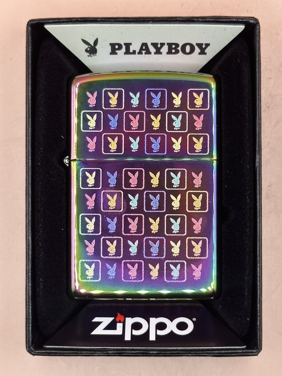 Playboy Multi Monogram Logo Spectrum Zippo Lighter NEW In Box Rare 
