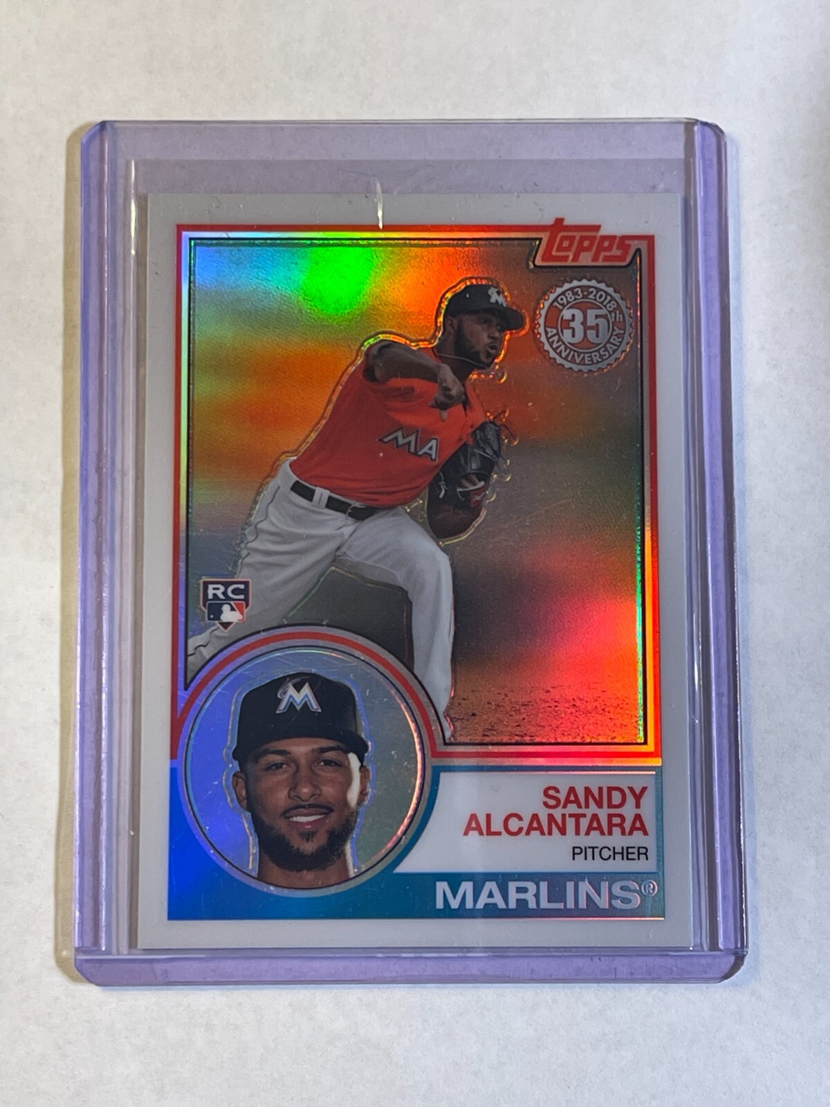 2018 Topps Silver Pack 1983 Topps Chrome #53 Sandy Alcantara (RC) Rookie Card
