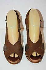 NEOSENS  Sandales à Lanières Scratchs Cuir Marron Talons Hauts T 38 TBE