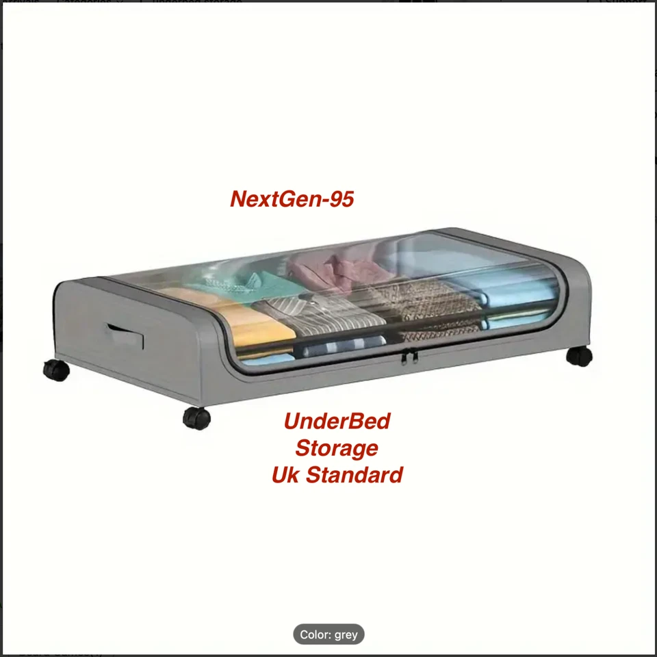 Large Organizer Under Bed Storage Container with Wheels Clothes Drawer Roling UK - Image 2 of 4