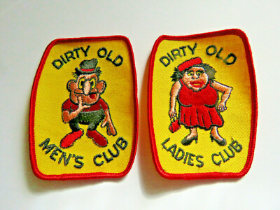 Dirty Old Man & Woman Patch Lot 1970's Sexy Humorous His & Hers (nicer than pic