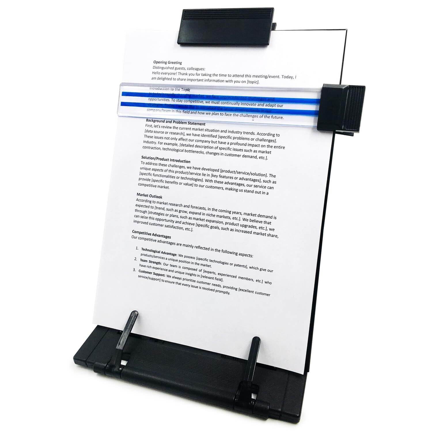 Desktop Document Book Holder with 7 Adjustable Positions, Black Document Hold...