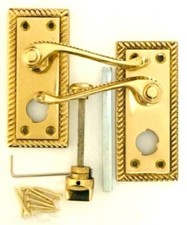 SOLID Polished Brass Georgian Door Handles Lever Lock, Latch, Bathroom, Privacy