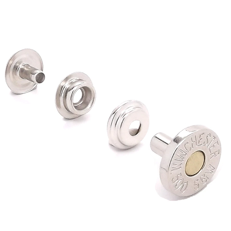 Winchester Shell Concho Snap Set Nickel and Brass 9/16" 1265-53 - Image 2 of 2