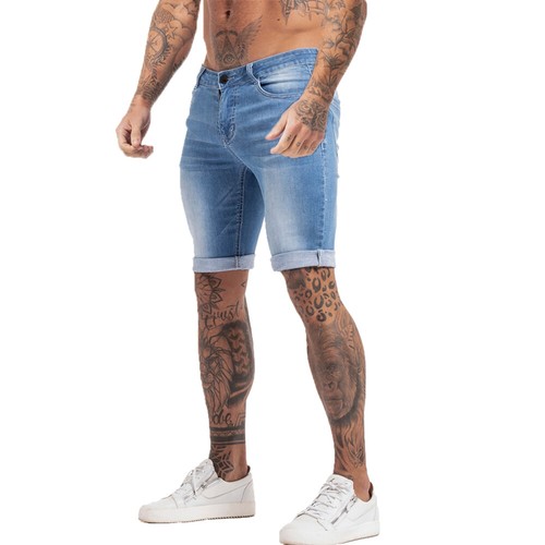 GINGTTO Men Shorts Jeans Skinny Fit 