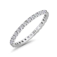 2mm Stackable Round Shape  Eternity Ring Simulated CZ 925 Sterling Silver
