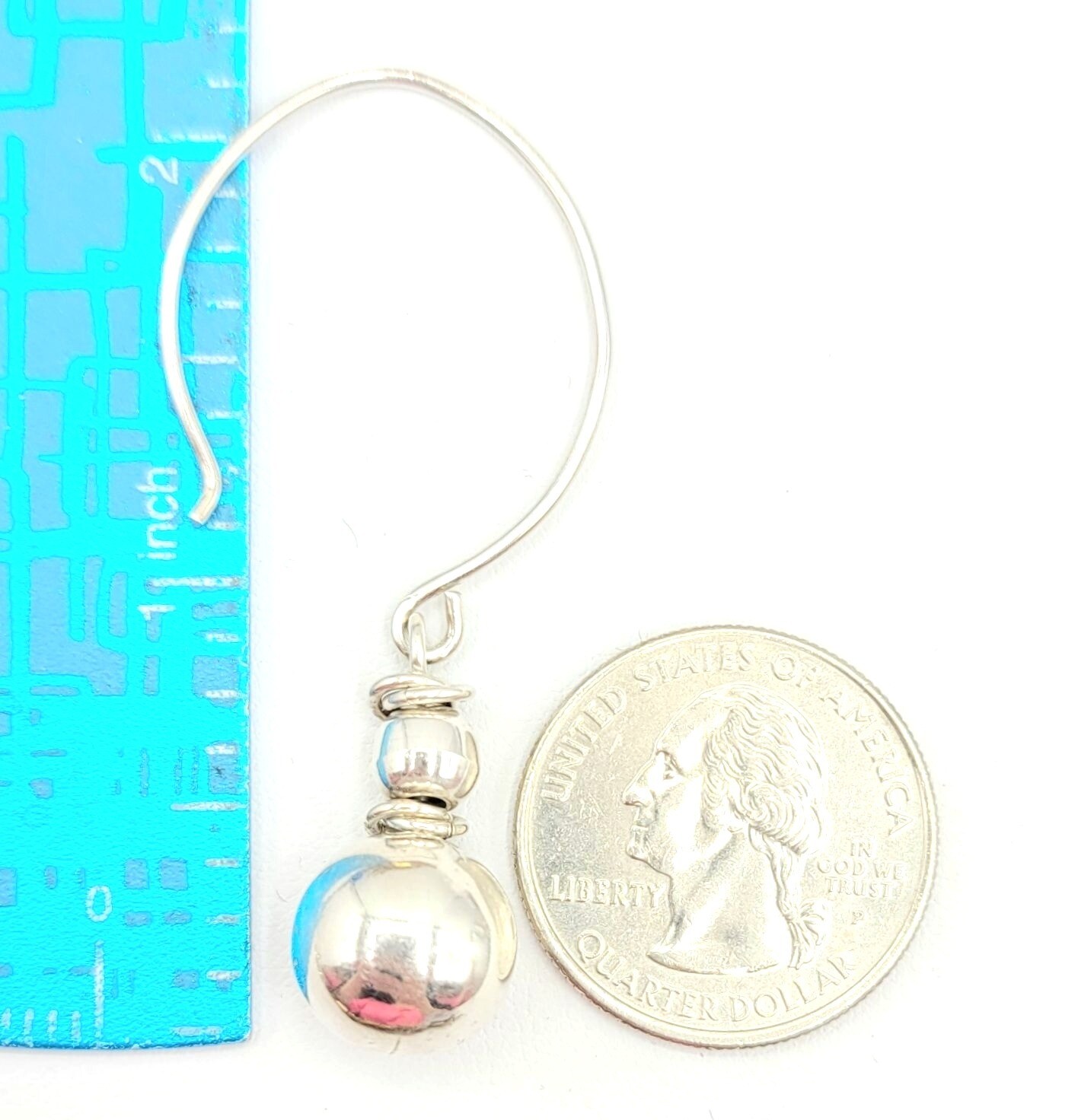 Sterling Silver Ball Dangle Large Hook Earrings - image 7