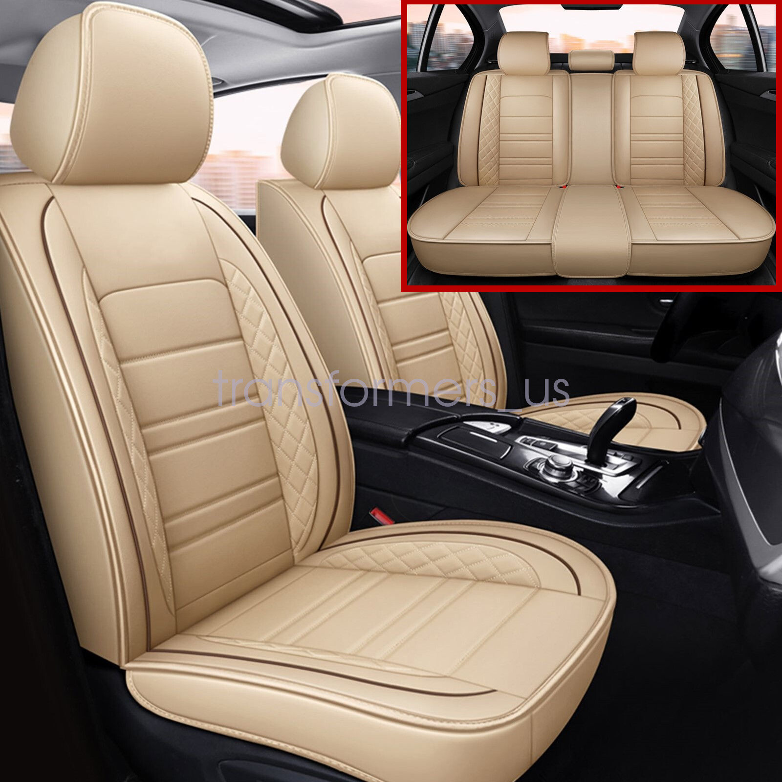 For Ford Escape 2007-2023 Faux Leather Car 5-Seat Covers Front&Rear Cushion Pad