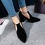 thumbnail 4 - Glam Ladies Pointy Toe Block Heels Solid Knitting Buckle Strap Faux Suede Shoes