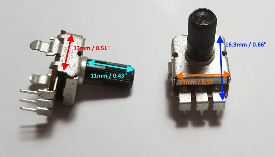 4pcs Noble 250k Linear Taper Potentiometer Round Knurled Plastic Shaft PCB 9mm - Image 3 of 4
