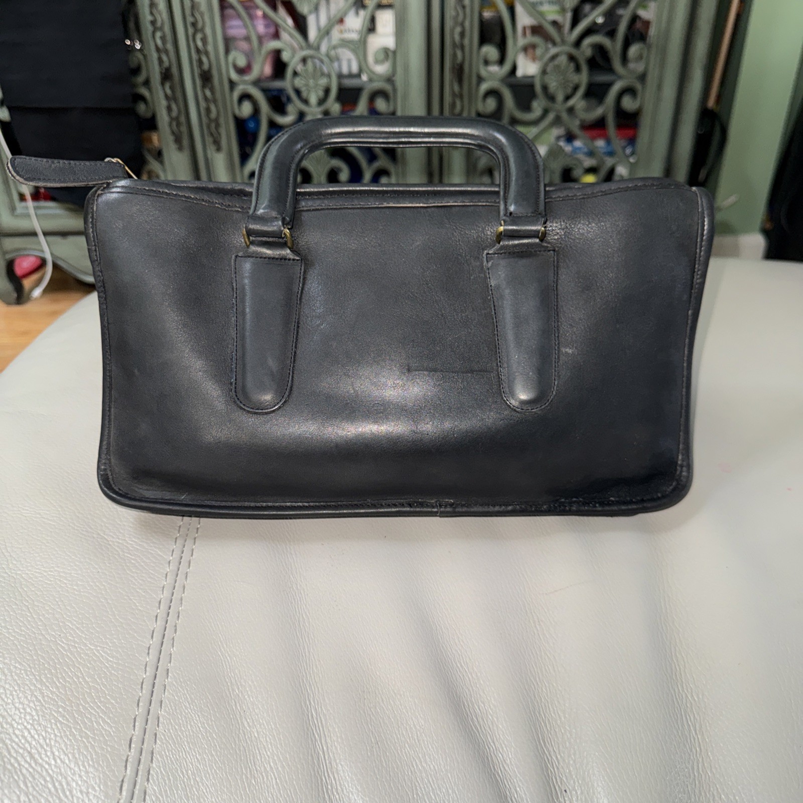 Coach Bonnie Cashin Black Leather Slim Satchel Briefcase Handbag Vintage 70's