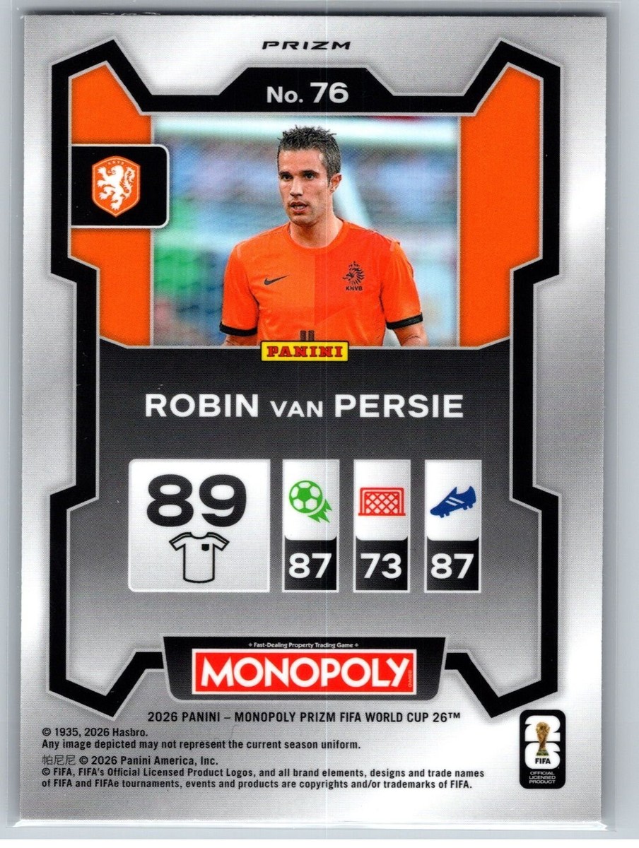 ロビン・ファンペルシー 2026 Prizm Monopoly FIFA World Cup #76 Robin van Persie Red Prizm