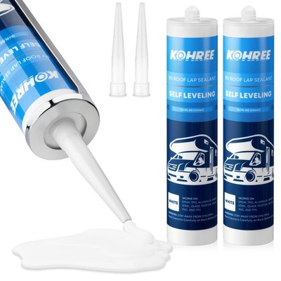 Kohree RV Roof Sealant 2 Pack, SelfLeveling Lap Sealant White, RV Caulking fo...