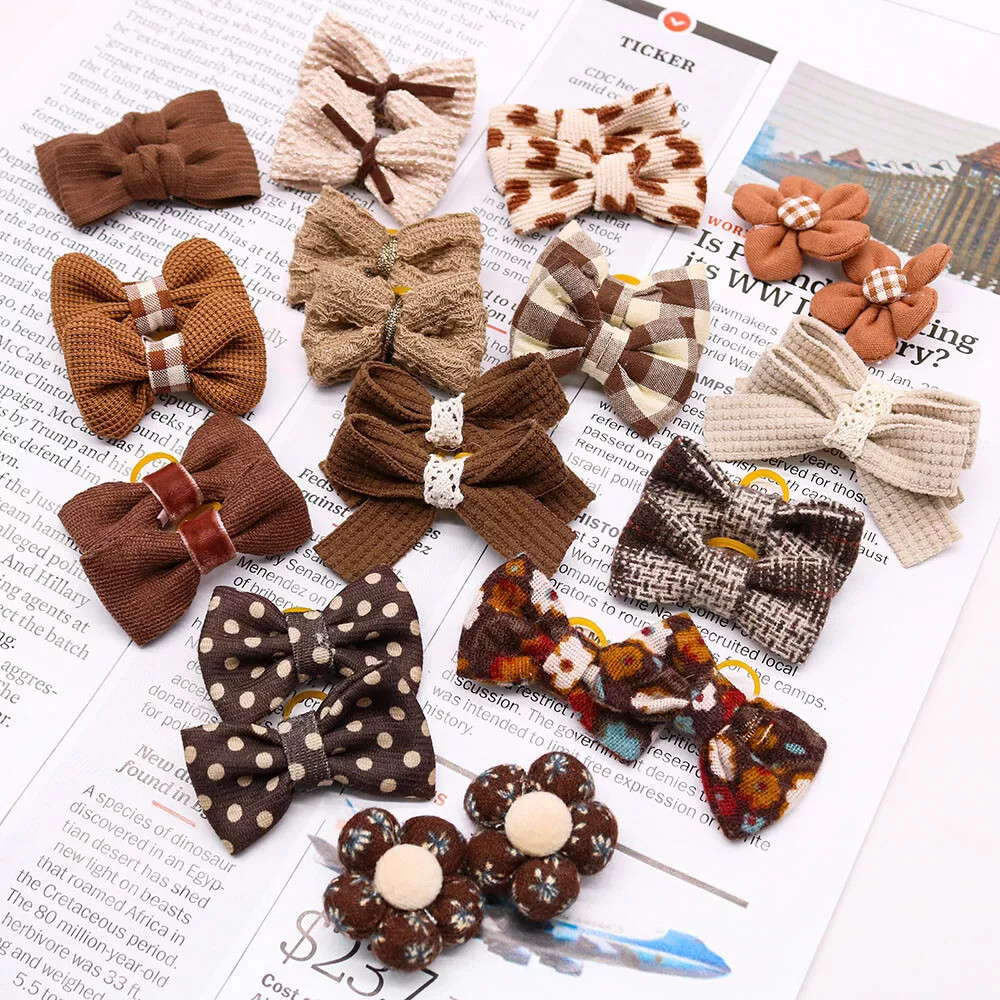 20Pcs Hair Bows Small Puppy Pet Dog Hair Bow W/Rubber Bands Grooming Accessories