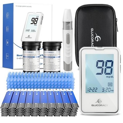 Glucoracy Blood Glucose Monitor Kit with 100 Blood Sugar Test Strips  Lancets...