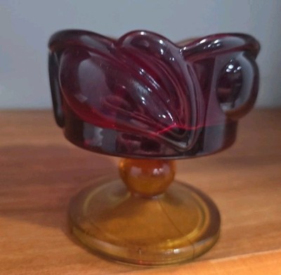 Indiana Glass Tiara Leaf Amberina Colored Candle Holder.  Nice!