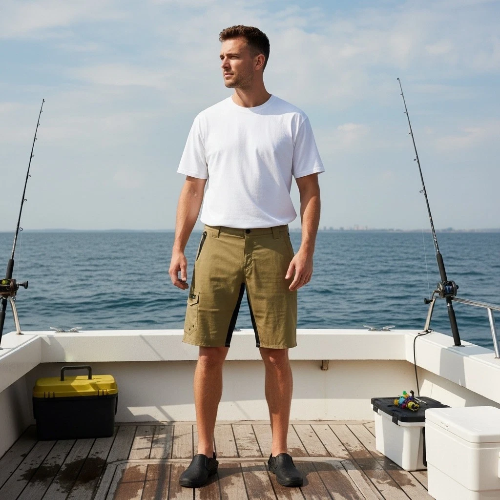 Pelagic Dri-Flex Offshore Fishing Shorts Mens 32 Khaki Ripstop Cargo Stretch