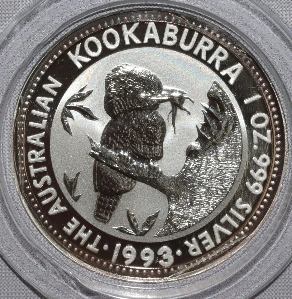 Moneda Australia 1993 Cucaburra BU 1 OZ .999 plata Littleton Show Pack correo gratis Foto 4 de 4