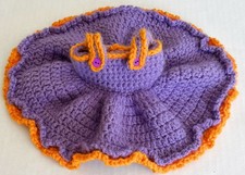 Lavender Orange Strapped Frock for 18" AG Doll or Preemie Baby Crochet Dress