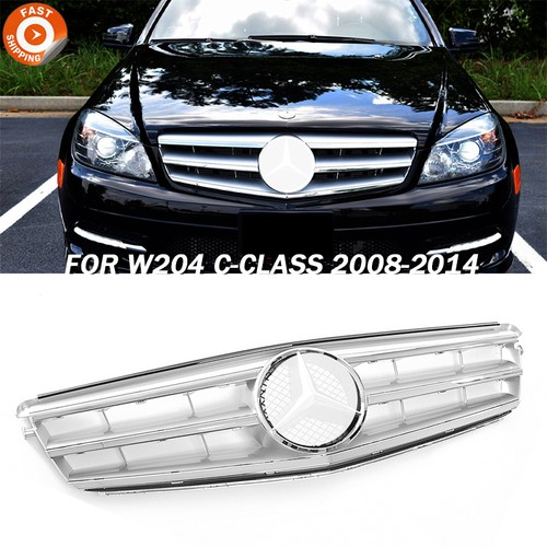 For Mercedes Benz W204 C250 C300 C350 2008-14 Chrome Front Grille W/Star Emblem