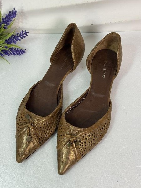 Women Pasito Heels Gold Leather 38.5