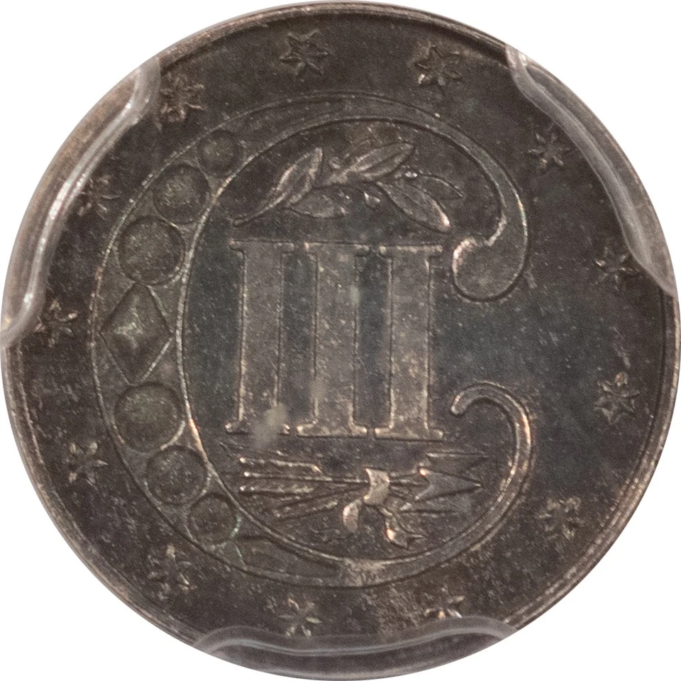 1869 PROOF THREE CENT SILVER - PCGS PR-63, SCARCE! MINTAGE 600! - Image 3 of 3