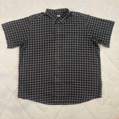 L.L. Bean Plaid Short Sleeve Button Up Men's L Dark Green red