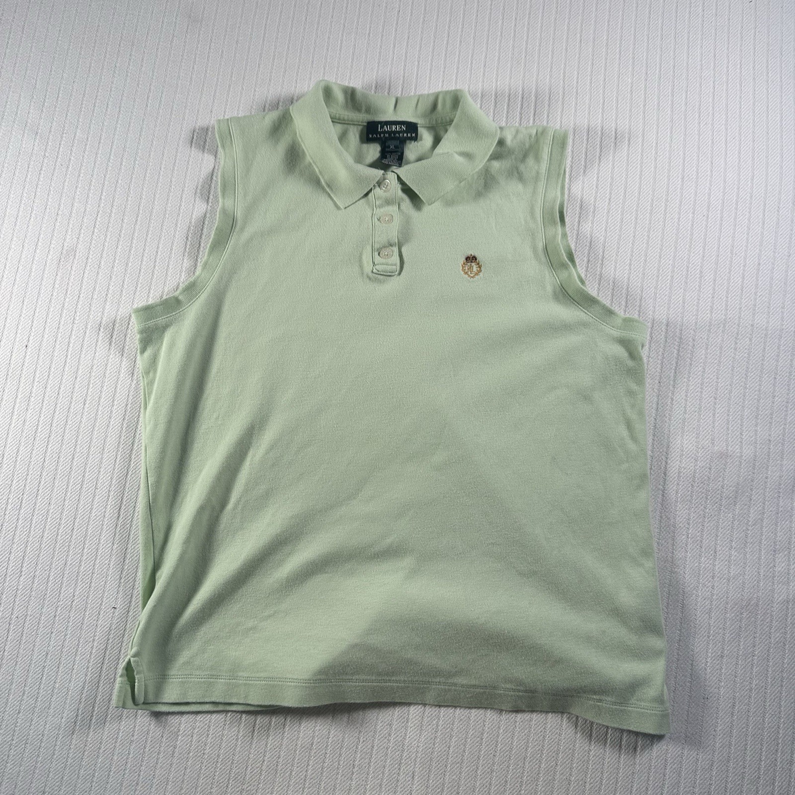 Ralph Lauren Women’s XL Light Green Sleeveless Polo Shirt Classic Logo Preppy