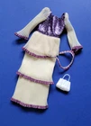 🎀 Vtg Barbie Doll Size Retro Dress Blouse Purple & Ivory 1970's Superstar Era
