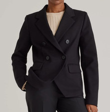 Quince Women's Ultra-Stretch Ponte Knit Double Breasted Blazer Black Size S NWT