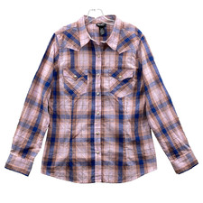 Wrangler Retro Pearl Snap Shirt Women's Large Plaid Western Rodeo Y2k Cowgirl