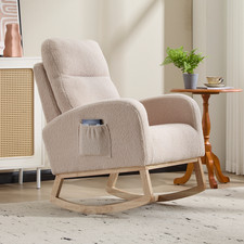 Modern Accent Rocking Chair Rocking Solid Wood Legs Upholstered Nursery Glider