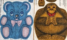 Vintage 60s/70s Blue Bear Craft AND Happy/Angry Gorilla Fabric Cut-n-Sew