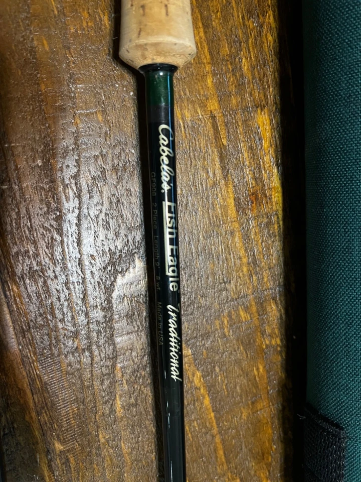 Nice Cabelas Traditional Fish Eagle 9ft 2 Piece 8 WT Fly Rod With Case - Image 3 of 4