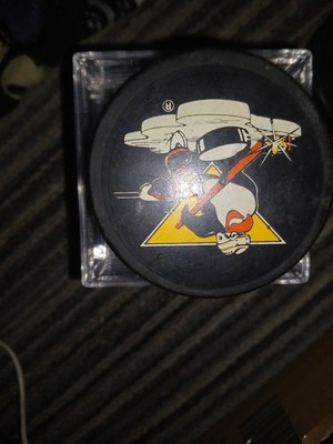 1990-91 Pittsburgh Penguins Prototype Animated Official Game Puck General Tire