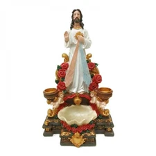 Divine Mercy With Holy Water-Bowl Figurine