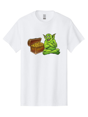 Gollum-With-Treasure-Chest Mens Graphic Tee, 100% Cotton, Casual Summer Wear
