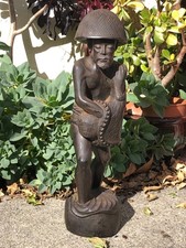Balinese Hand Carved Fisherman Wooden Hand Carved Statue Indonesia - Ebony Color