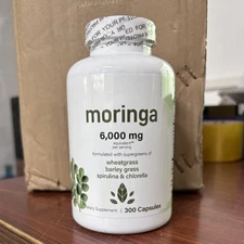Moringa Oleifera 300 Capsules Antioxidant Supplement Energy & Immune Support USA
