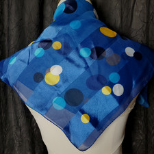 Women's Satin Scarf SYMPHONY Blue Satin Neck Purse Hair Vintage Italy SQUARE 20"