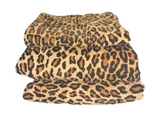 Vtg Croscill Leopard Cotton Flannel Queen Flat & Fitted Sheets/ One Pillowcase