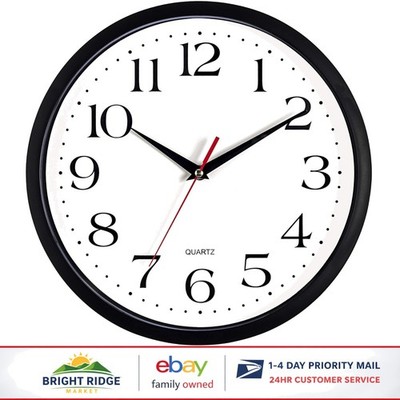Classic 12 Inch Black Wall Clock with Quartz Movement for Accurate Timekeeping