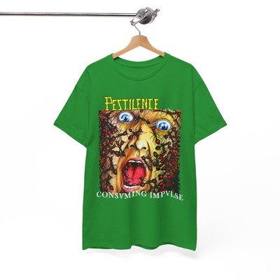 Pestilence Consuming Impulse T-Shirt, BLACK and Irish Green T-SHIRT, Unisex Tee