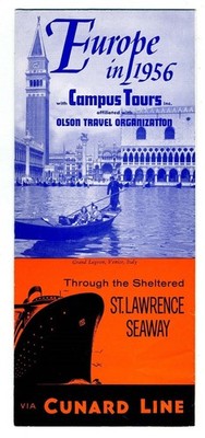 Cunard Line 1956 Campus Tours in Europe Brochure