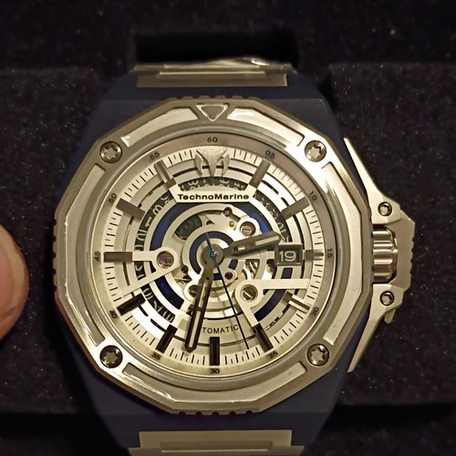 TechnoMarine Carbon Nautic Men's Automatic Skeleton Date 45mm 200m Bracelet LE